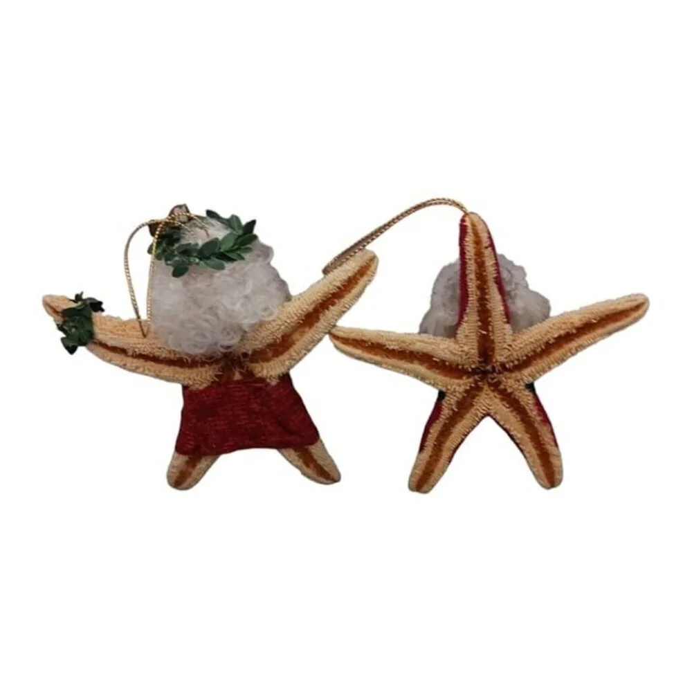 Santa starfish set of 2 ornaments